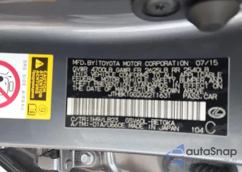 2016 Lexus Es 350 from USA, damaged, VIN JTHBK1GG2G2211631